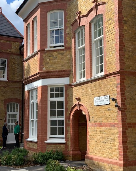 Closer angled shot of the entrance to 